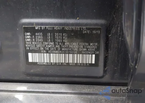 2014 Subaru Legacy 2.5I Premium из США, поврежденный, VIN 4S3BMBD62E3018058